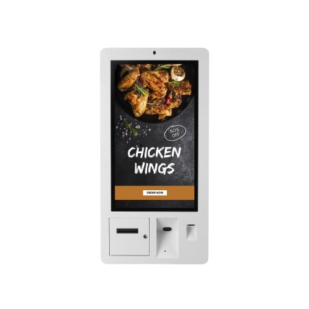 Kiosk Interactiv Self-Order Poindus ToriKiosk, 24″, J6412, 8GB RAM, SSD, Imprimantă & Scanner 2D, Perete