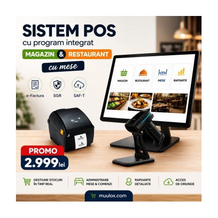 Sistem complet de gestiune-vanzare POS-R Complet Magazin & Restaurant R – e-Factura, SGR, SAF-T – POS