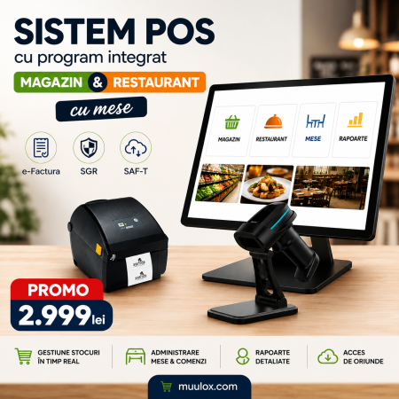 Sistem complet de gestiune-vanzare POS-R Complet Magazin & Restaurant R – e-Factura, SGR, SAF-T – POS Refurbished