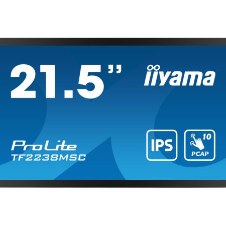 Monitor cu ecran tactil iiyama ProLite TF2238MSC-B1 22" IPS FHD IPX1 încastrat /HDMI, DP/ Difuzoare