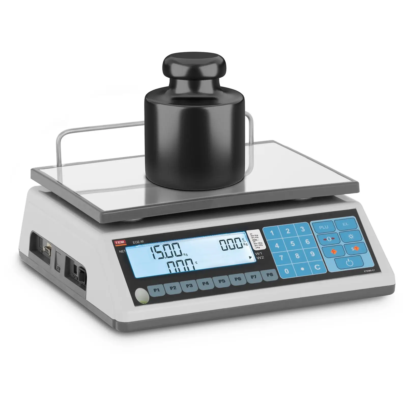 Cantar comercial TEM 015D-B1, 15kg, Calcul pret, 23x30 cm, Verificat metrologic