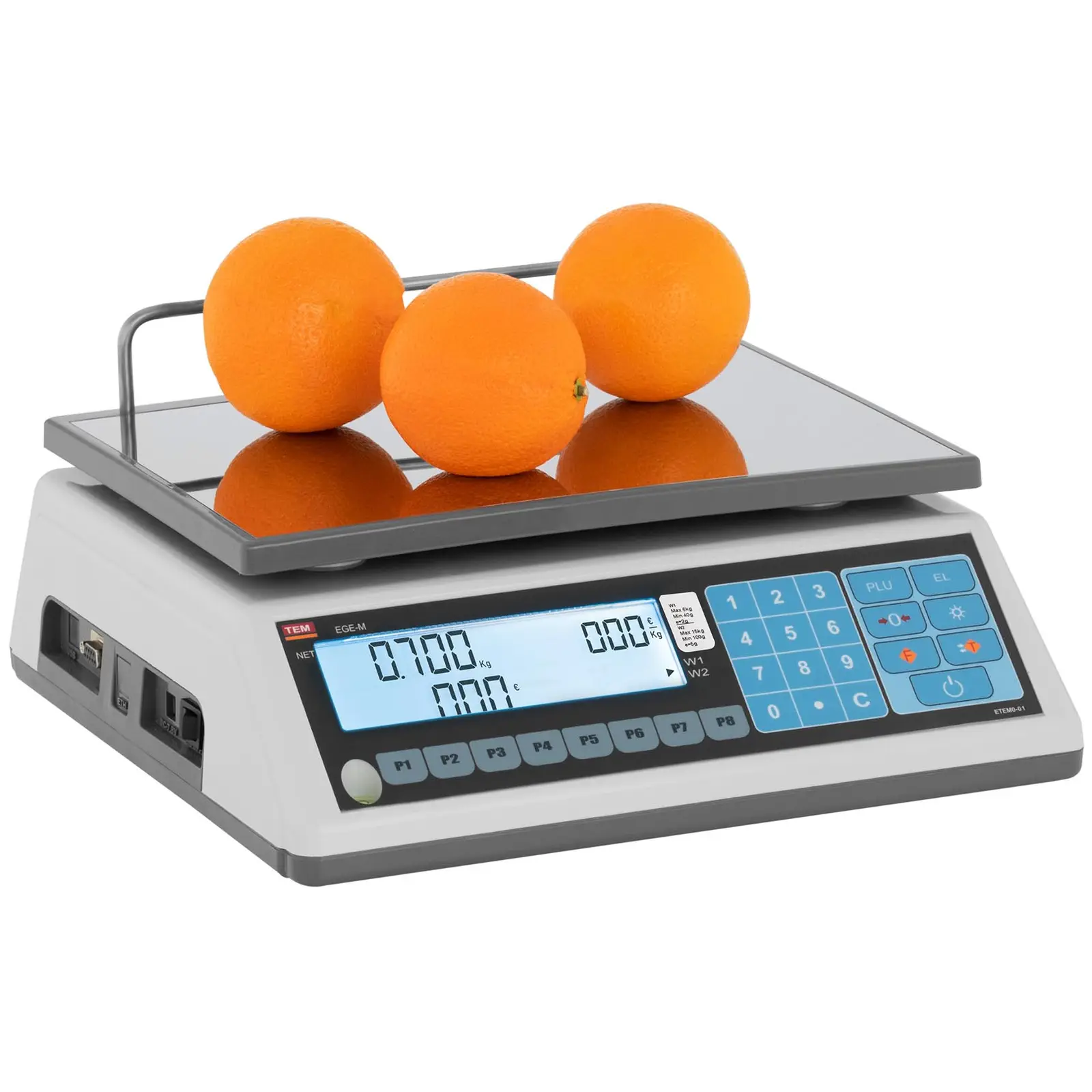 Cantar comercial TEM 015D-B1, 15kg, Calcul pret, 23x30 cm, Verificat metrologic