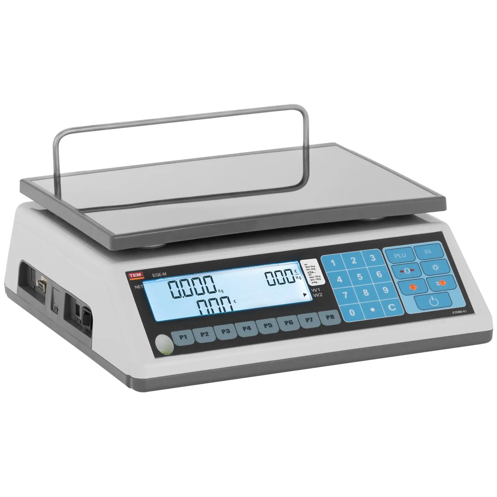 Cantar comercial TEM 015D-B1, 15kg, Calcul pret, 23x30 cm, Verificat metrologic