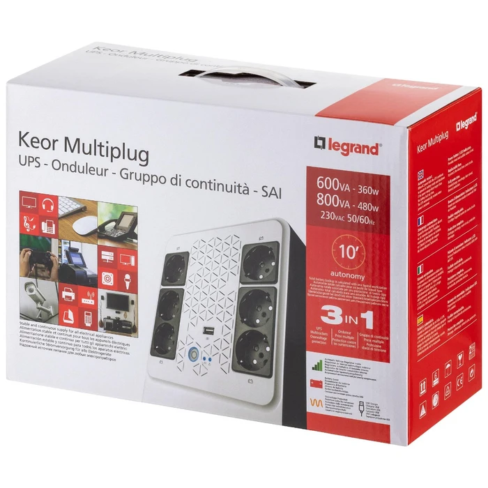 UPS Legrand Keor Multiplug GR 310082, 800 VA / 480 W, 6 prize schuko + USB-A