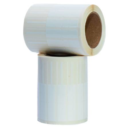 Rola etichete bijuterii 2x30x10mm, albe, 1000 buc/rola (90*10 gloss platstic)